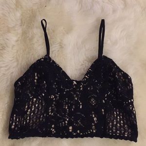 Spell Design Black Lace Boho Crop top